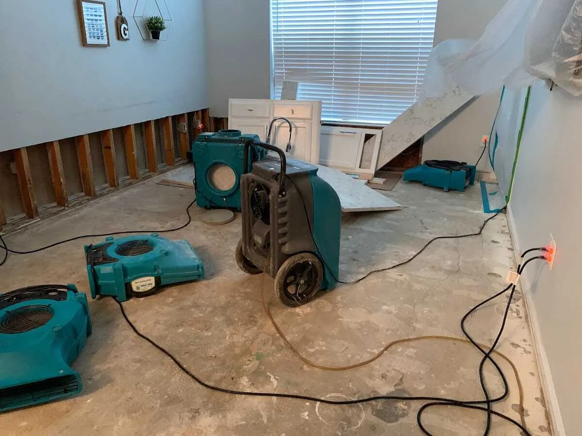 Dehumidifier in flood-cut room for Water Extraction & Removal in Burlington